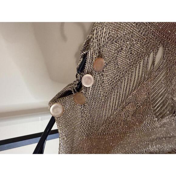 Damianou Small Elegant Beige Patterned Long Sleeve Dress Peek a Boo Lace - Picture 11 of 14